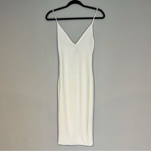 Windsor Small White Mid Length Dress plunging neckline body con new with tags